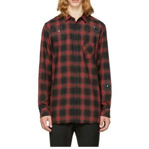 $228 Diesel Men’s Prof Shirt Long Sleeves Red Black Check Size XL